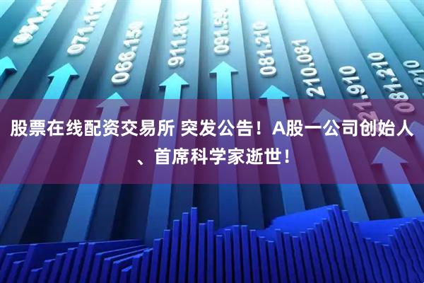 股票在线配资交易所 突发公告！A股一公司创始人、首席科学家逝世！